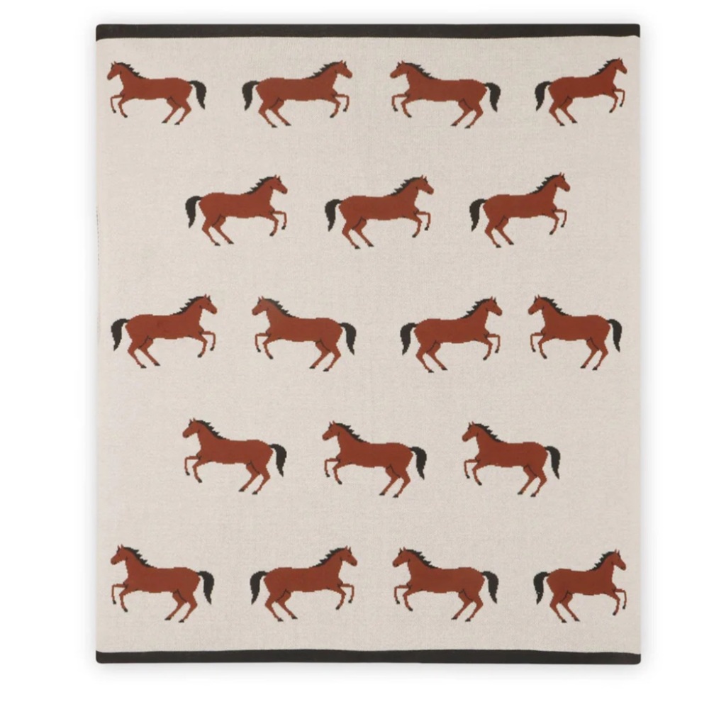 Viverano Organic Cotton Horse Motif Baby Blanket